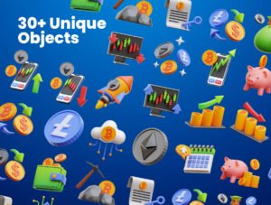 Cryptocurrency 3D Icons