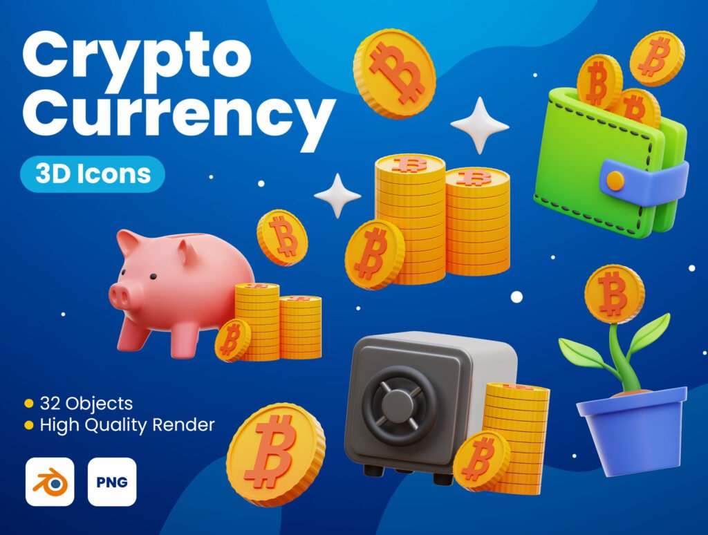 Cryptocurrency 3D Icons
