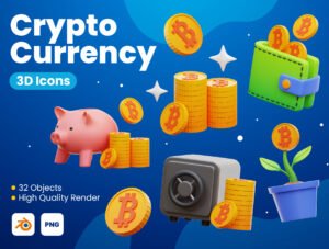 Cryptocurrency 3D Icons