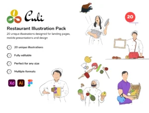 Culi Restaurant/ Delivery Illustration Pack
