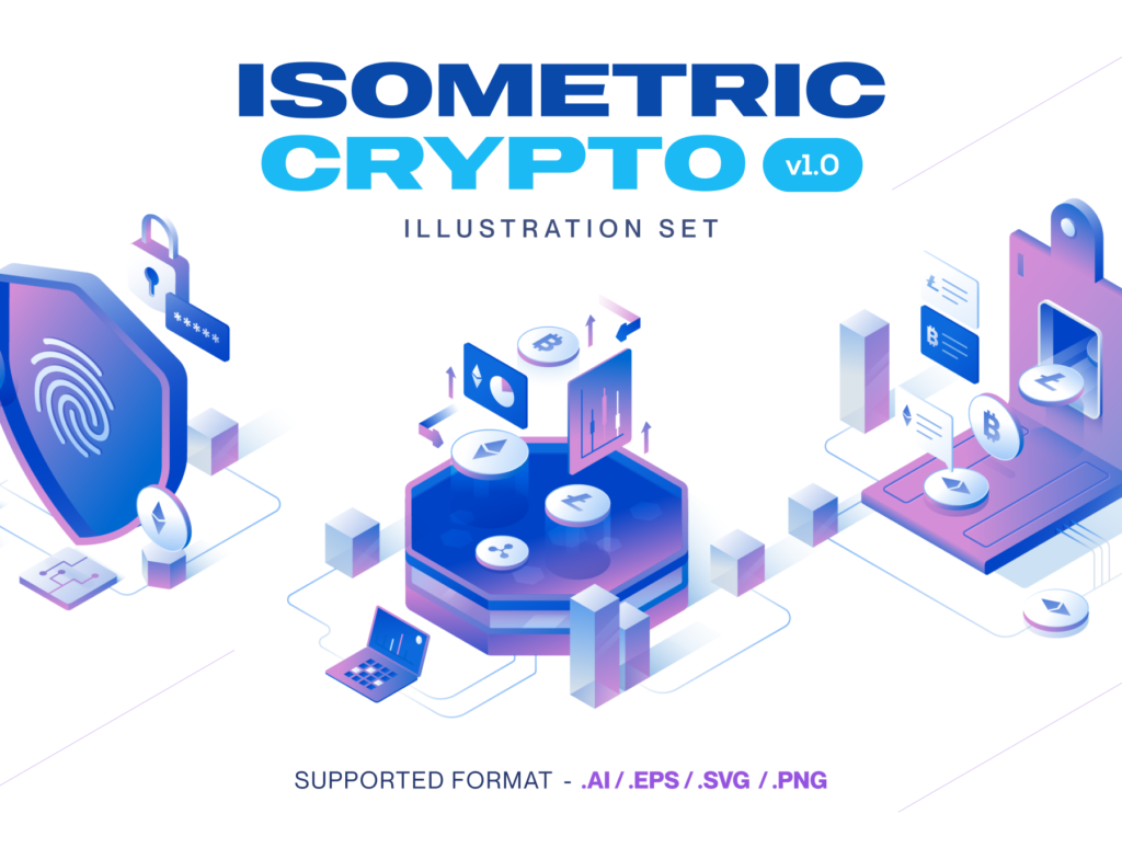 Currency - Cryptocurrency Isometric Illustration Set