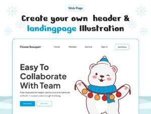 Cute Polar Bear Winter Christmas Illustration Set