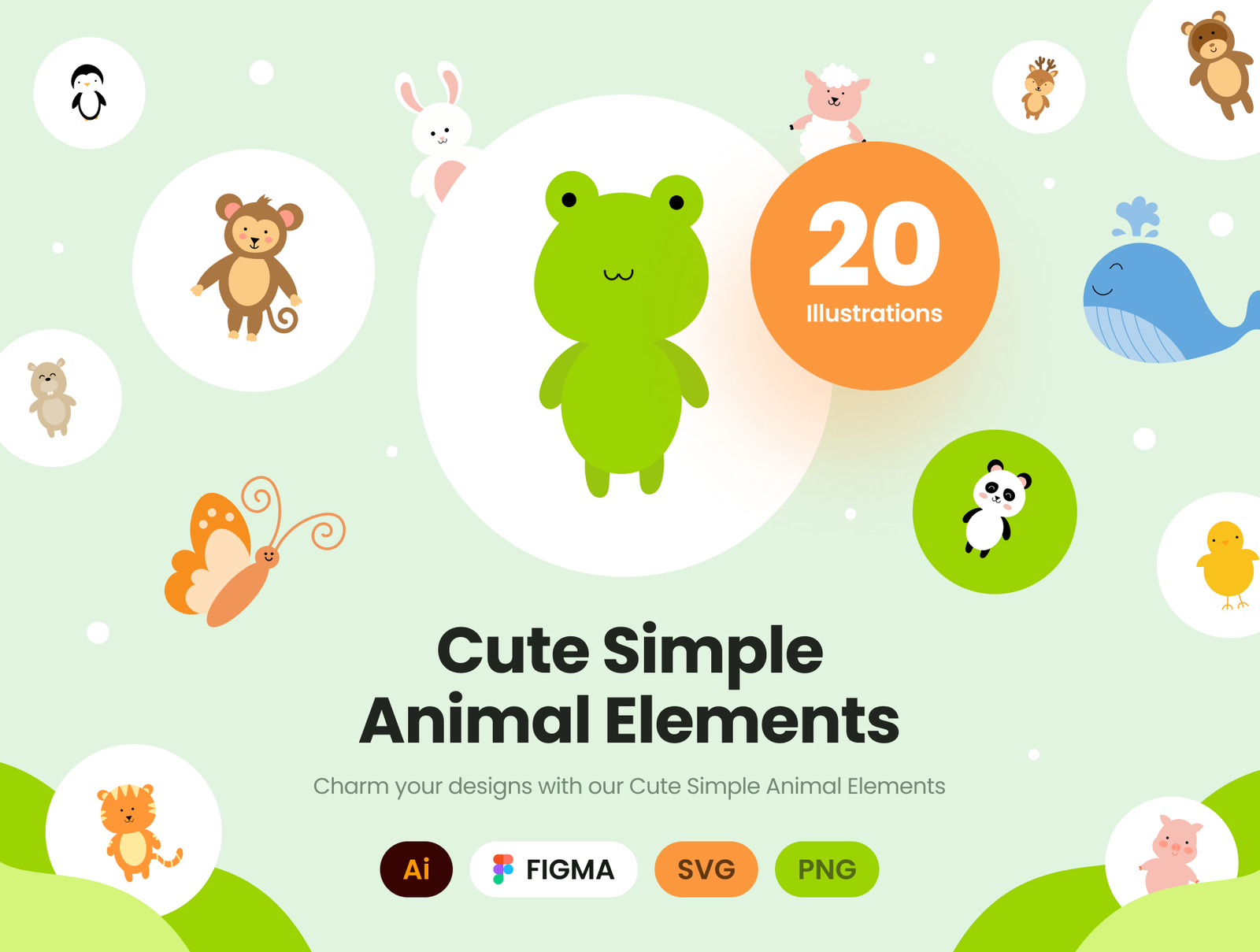 Cutee Simple Animal Illustration Elements Cute Simple Animal Illustration Elements