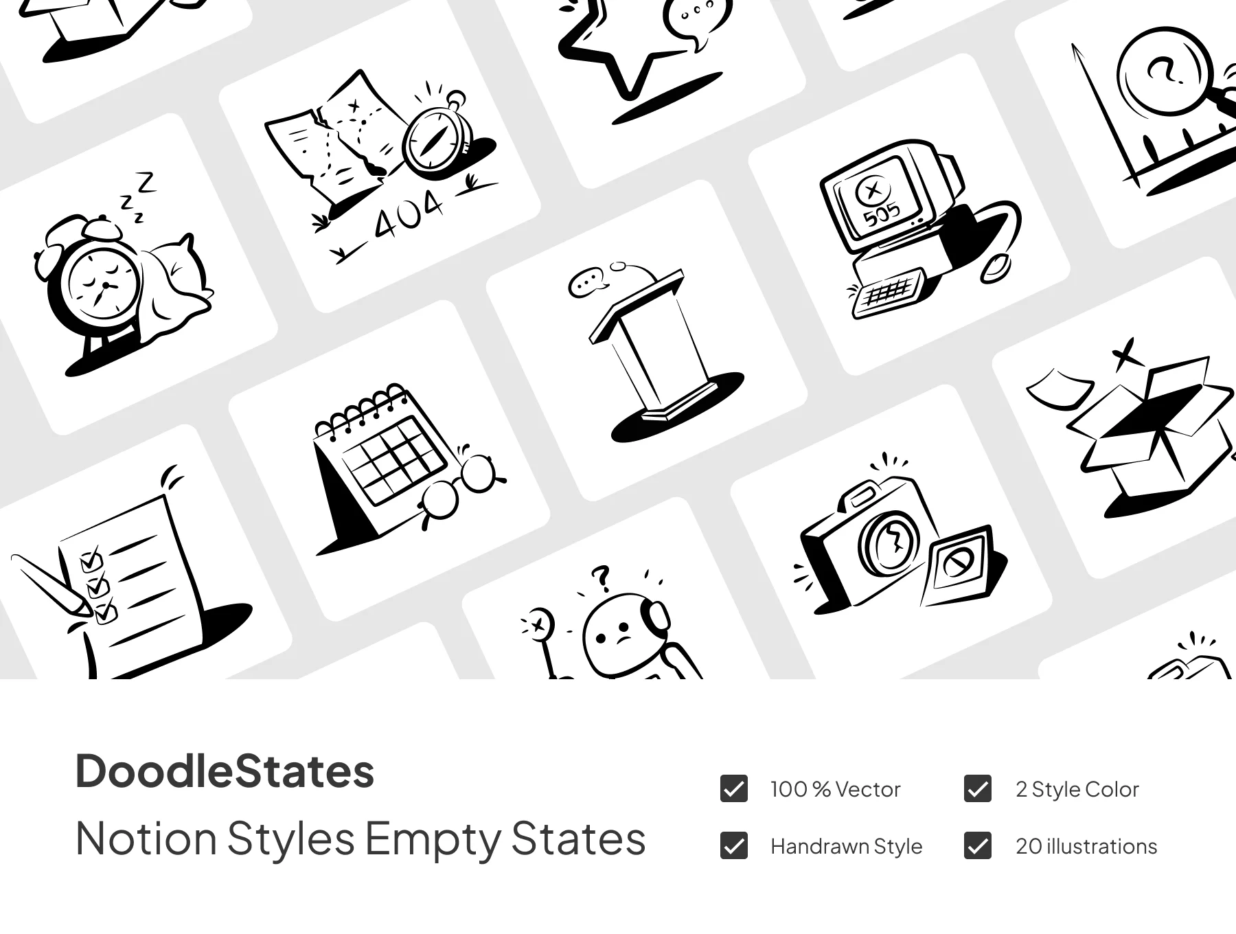 Doodle Statess - Notion Styles Empty States Illustrations Doodle States - Notion Styles Empty States Illustrations