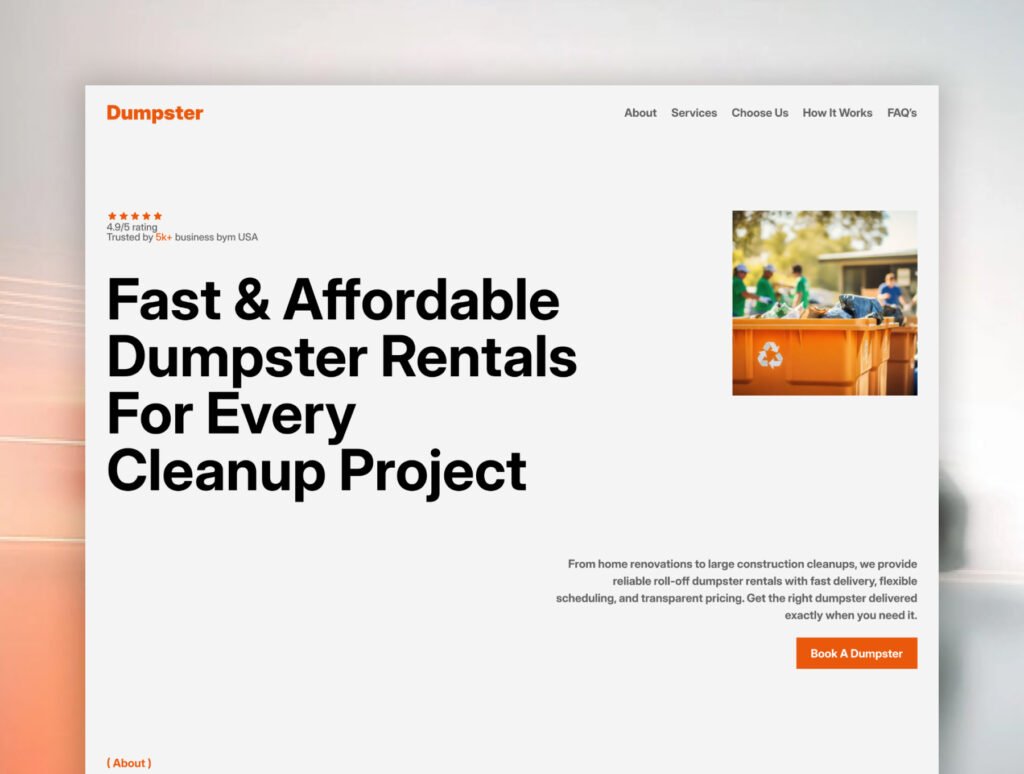 Dumpster - Professional Waste Removal & Rental Figma & Framer Template