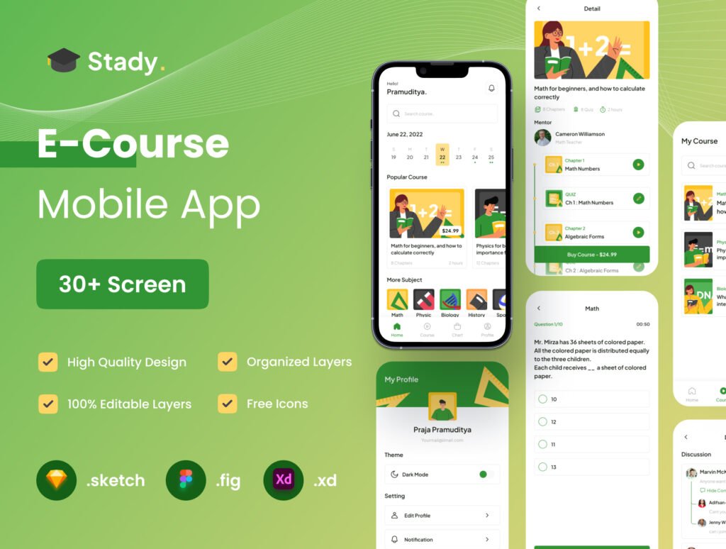 E-Course Mobile App UI KIT