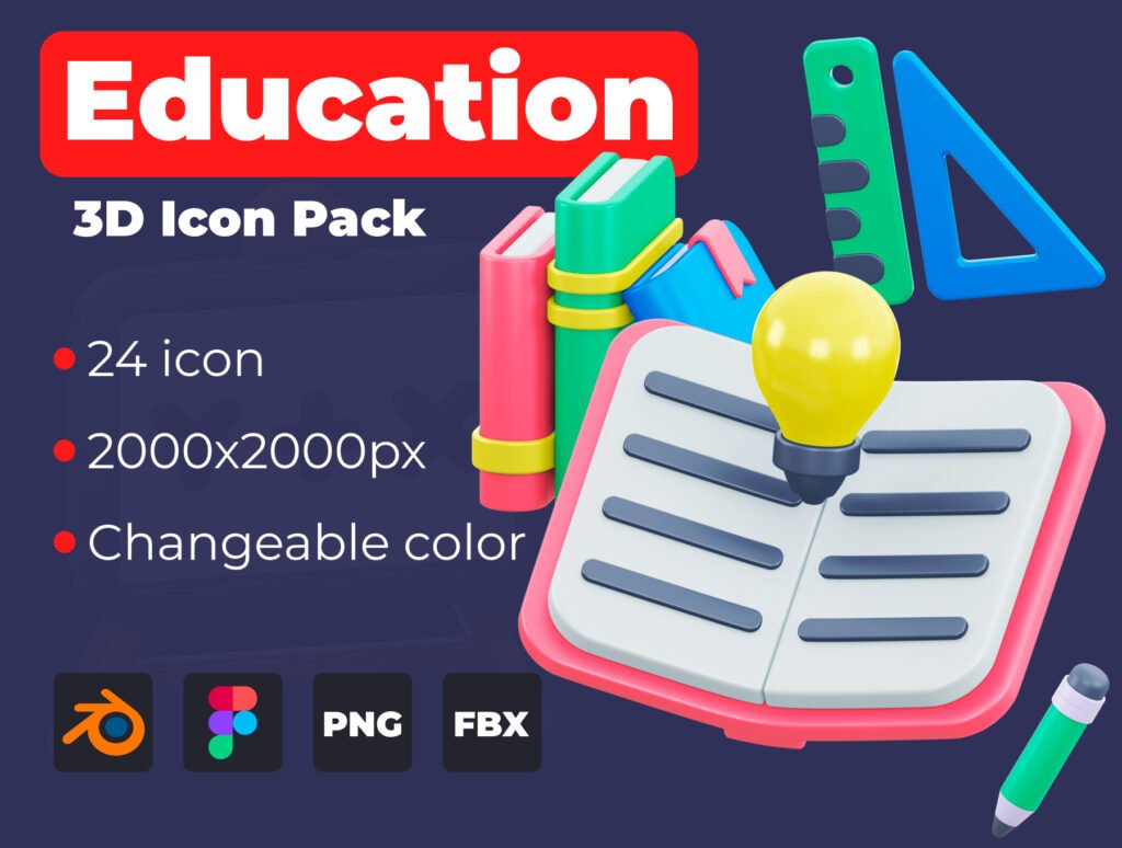 Education 3D icon pack
