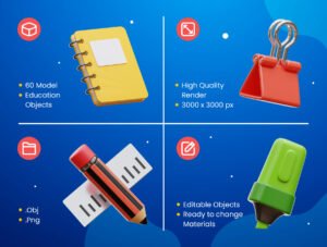 Education Object 3D Icons