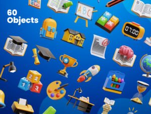 Education Object 3D Icons