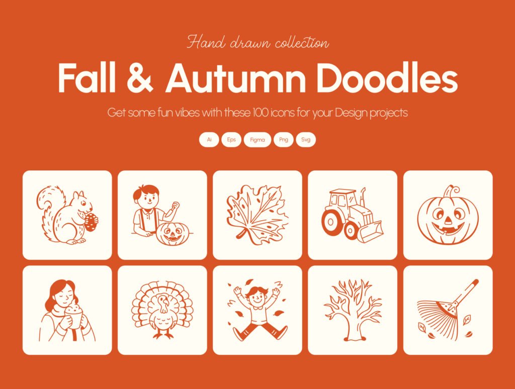 Fall and Autumn Doodle Set