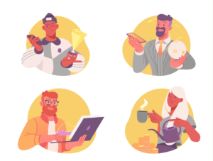 Financial Characters Animated Illustrations in Various Situations