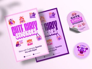 Flat Cute Girly Stickers Set