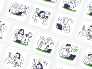 Flat Line Content Creator Illustration Pack