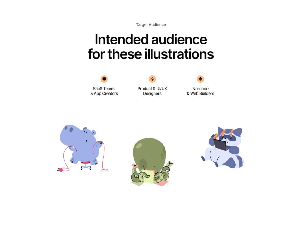 Friendly animals illustrations for Apps and Web