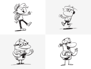 Funny School Doodles Cartoon Characters Pack