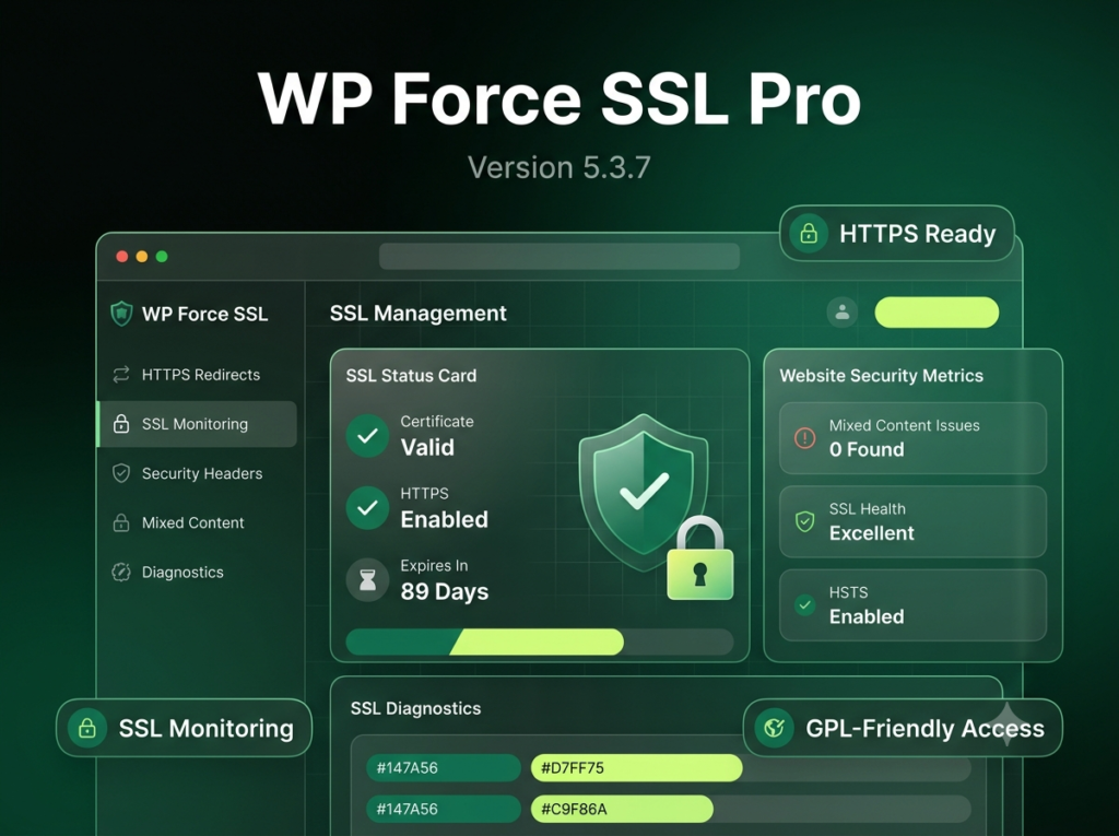 WP Force SSL Pro 5.3.7 – SSL Monitoring & HTTPS Redirect Plugin