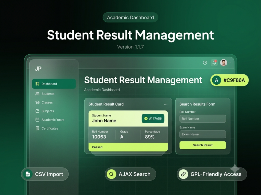JP Students Result Management System Premium 1.1.7 – Student Result Plugin