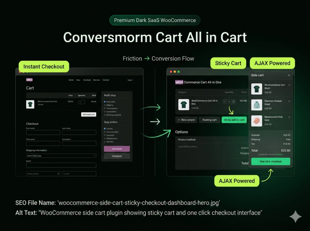 WooCommerce Side Cart Plugin – Sticky Cart, Floating Drawer & One Click Checkout Optimization Tool