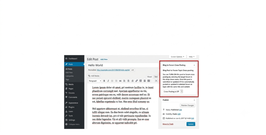 wpForo Blog Cross Posting Add-on – Sync WordPress Posts & Forum Topics