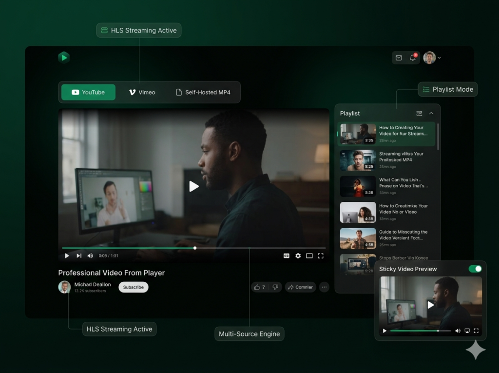 Elite Video Player WordPress Plugin – Advanced HTML5 Video Player with Ads, Streaming & Multi-Source Support