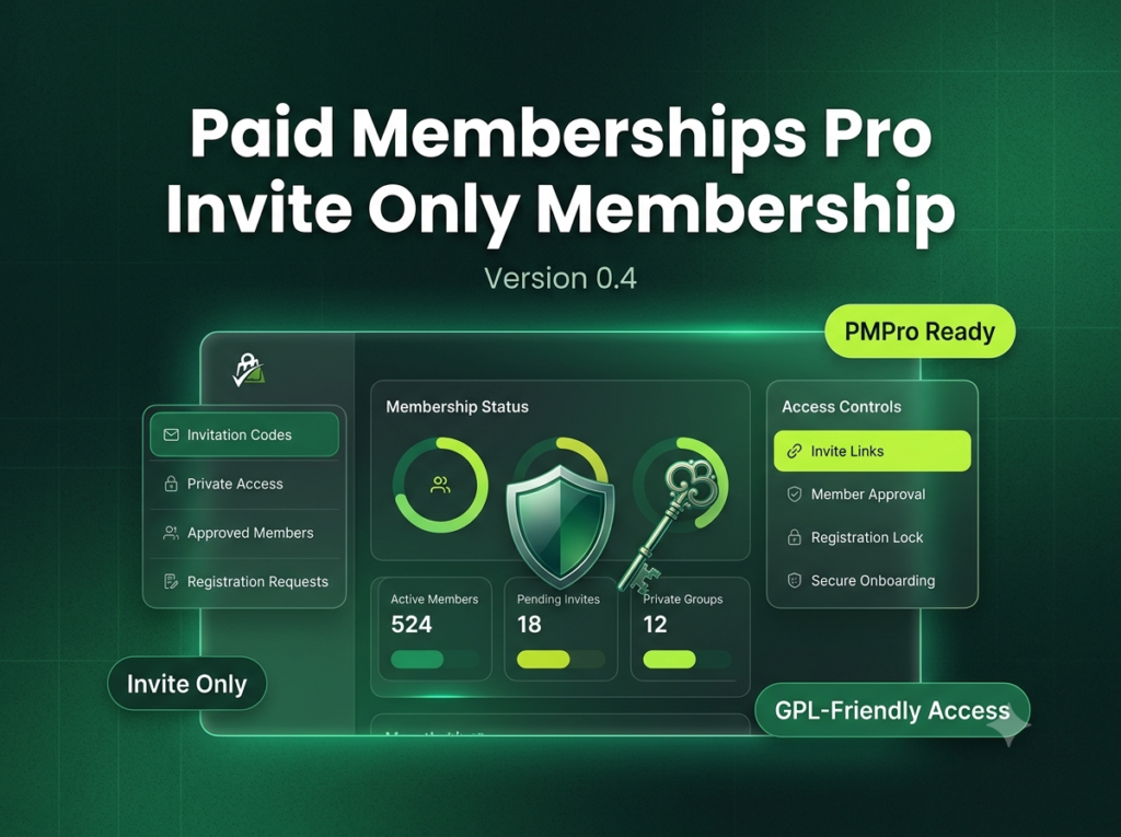 Paid Memberships Pro Invite Only Membership 0.4 – Invitation Registration Addon