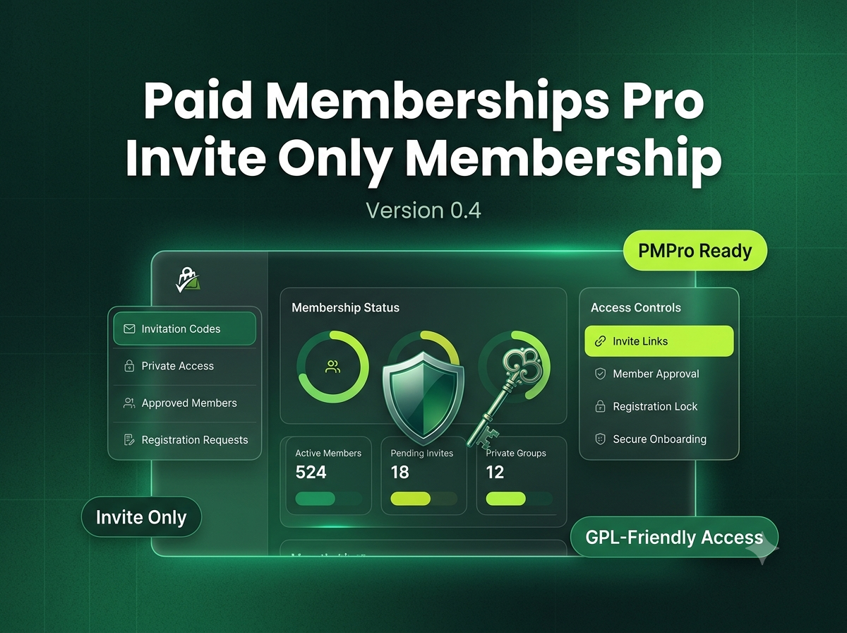 Paid Memberships Pro Invite Only Membership 0.4 – Invitation Registration Addon