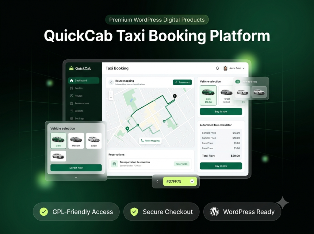 QuickCab WooCommerce Taxi Booking Plugin – Online Ride Reservation & Fare Calculator