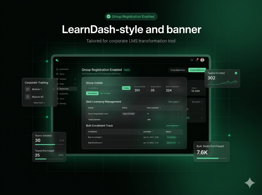 LearnDash Group Registration Addon – Bulk Enrollment, Corporate LMS & WooCommerce Integration Plugin