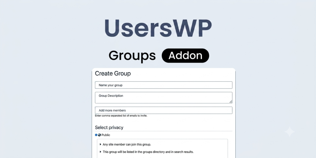 UsersWP Groups Addon – Facebook Style WordPress Community Groups Plugin