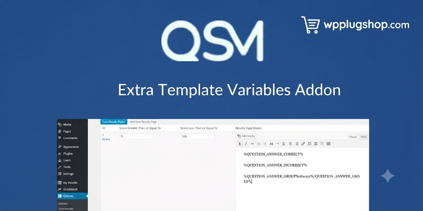 QSM Extra Template Variables Addon – Advanced Dynamic Quiz Emails & Results for WordPress