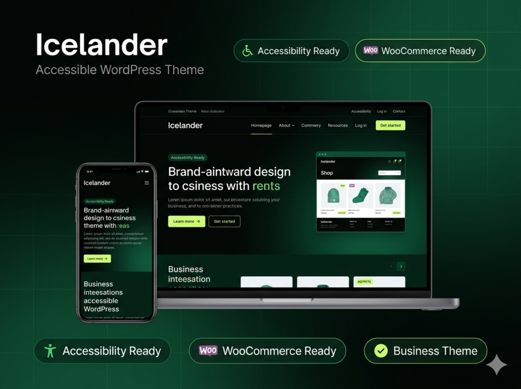 Icelander – Accessible Business & WooCommerce WordPress Theme