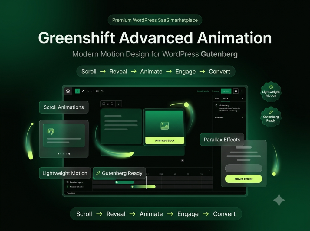 Greenshift Advanced Animation – WordPress Gutenberg Motion & Scroll Effects Plugin