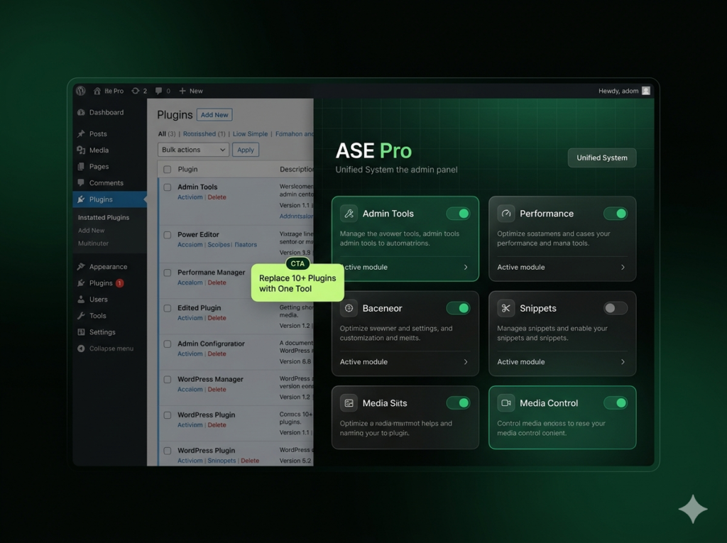 Admin and Site Enhancements Pro (ASE Pro) – All-in-One WordPress Admin Optimization & Site Toolkit