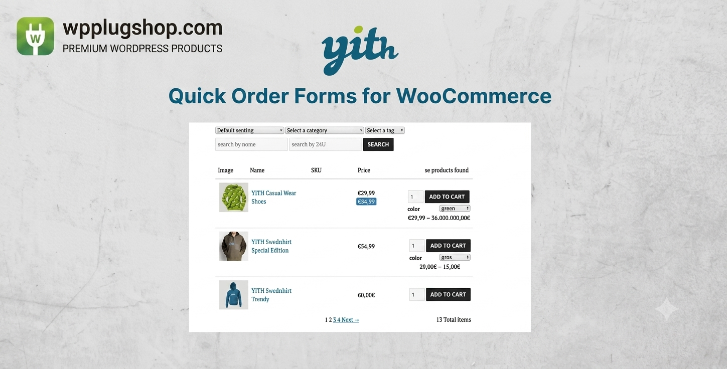 YITH Quick Order Forms for WooCommerce Premium 1.7.0 – WooCommerce Bulk Order Plugin
