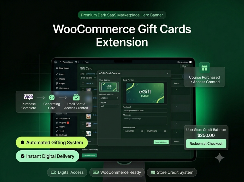 WooCommerce Gift Cards Extension – Sell Digital Gift Cards & Store Credit System for WooCommerce