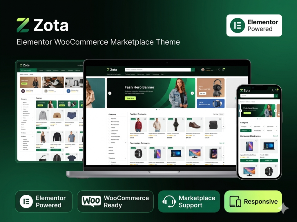Zota – Elementor Multi-Purpose WooCommerce Theme for Ecommerce & Marketplace