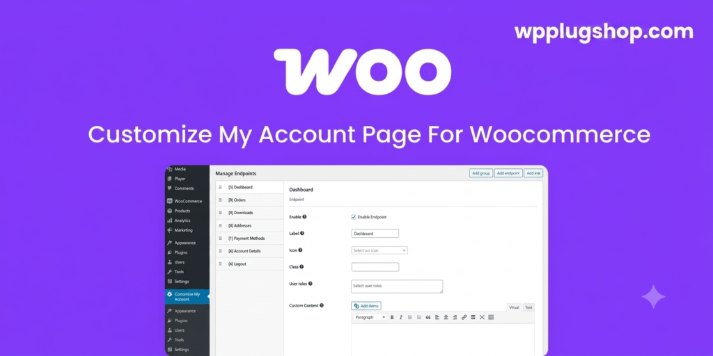 Customize My Account Page For WooCommerce 2.0.3 – Advanced Account Dashboard Customizer