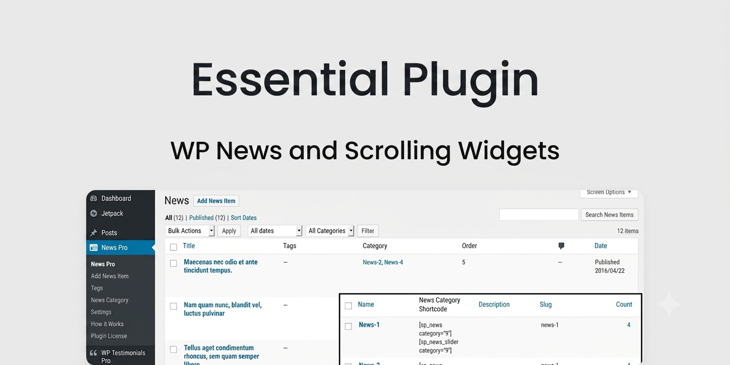 WP News and Scrolling Widgets – Responsive News Ticker & Announcement Plugin