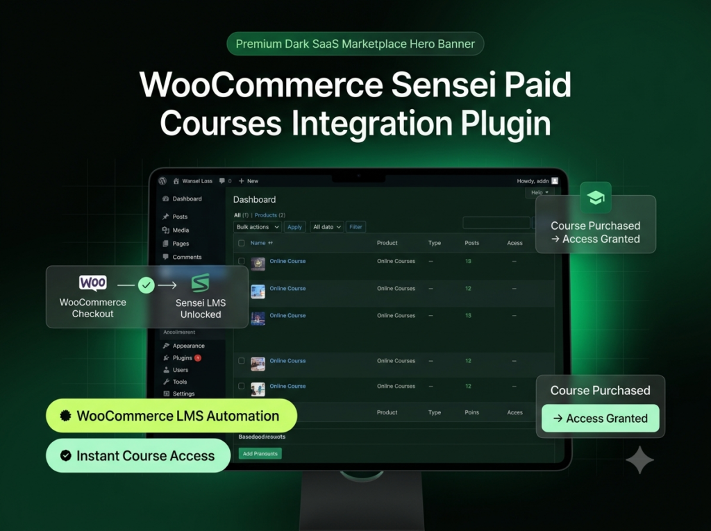 WooCommerce Sensei Paid Courses Integration Plugin for WordPress LMS Automation