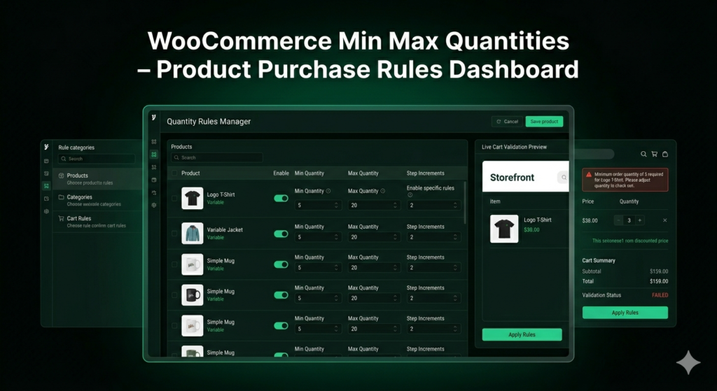 WooCommerce Min Max Quantities Plugin – Set Product Purchase Limits, Steps & Cart Rules
