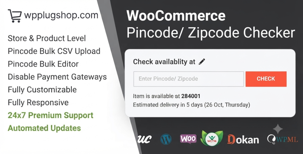 WooCommerce Pincode Zipcode Checker – Delivery Availability Plugin