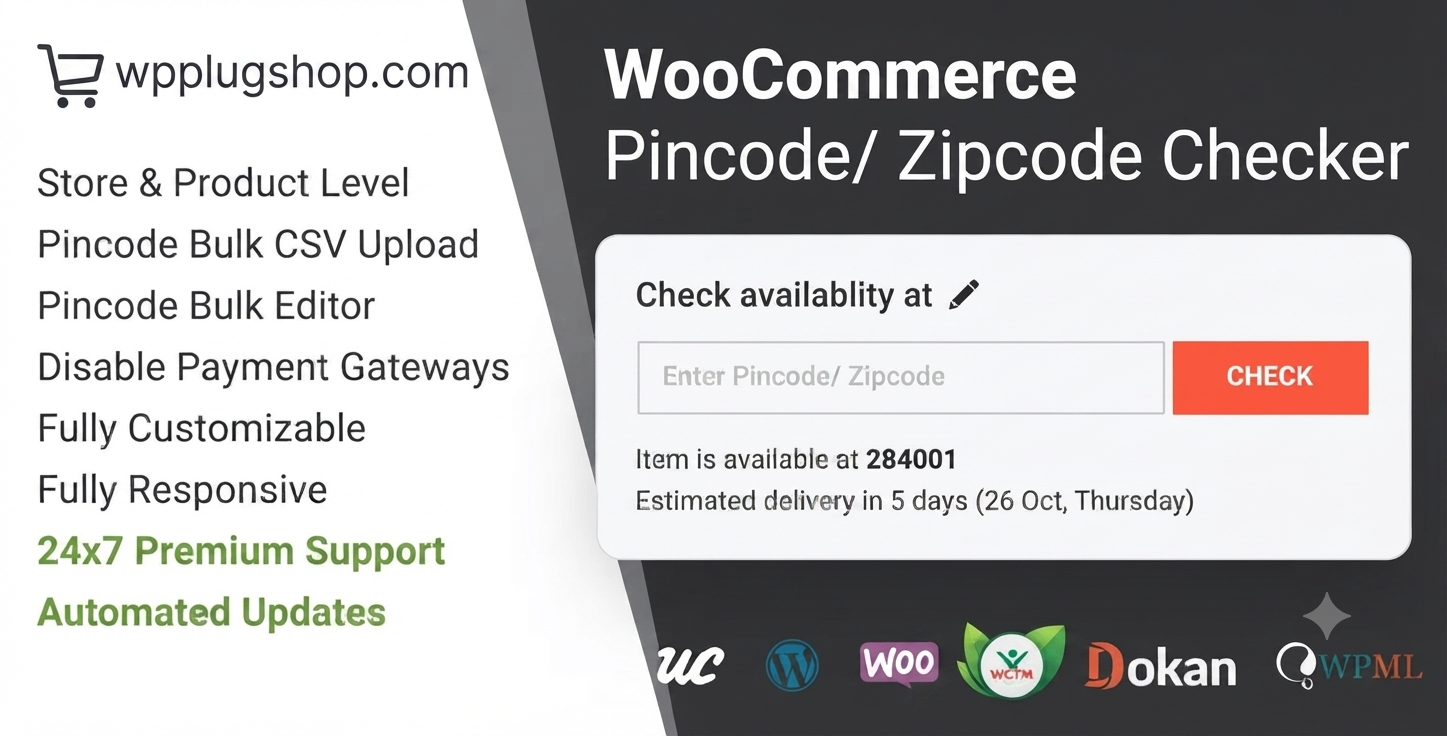 WooCommerce Pincode Zipcode Checker – Delivery Availability Plugin