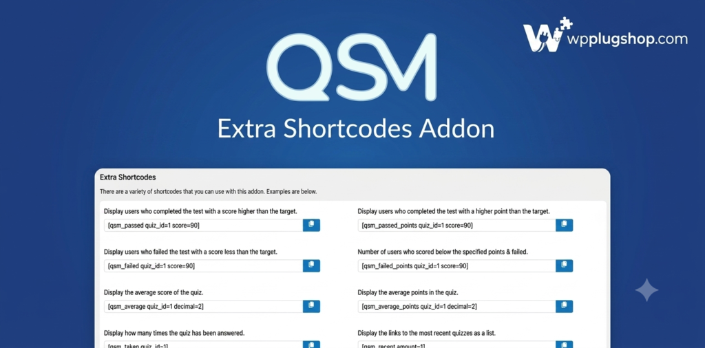 QSM Extra Shortcodes Addon – Advanced Quiz Statistics & Analytics for WordPress