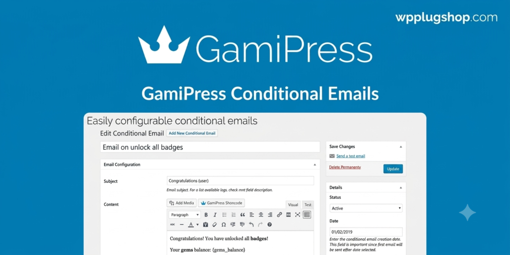 GamiPress Conditional Emails – WordPress Gamification Email Automation Plugin