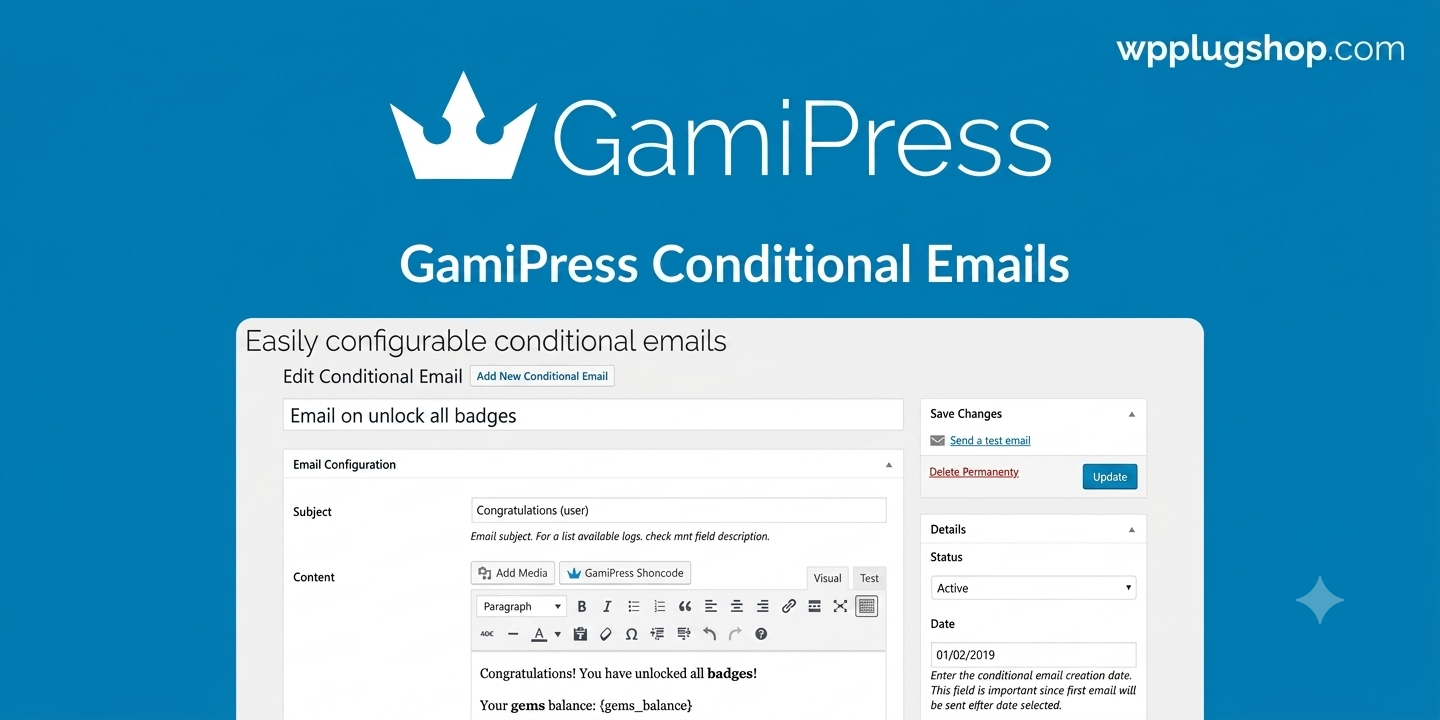 GamiPress Conditional Emails – WordPress Gamification Email Automation Plugin