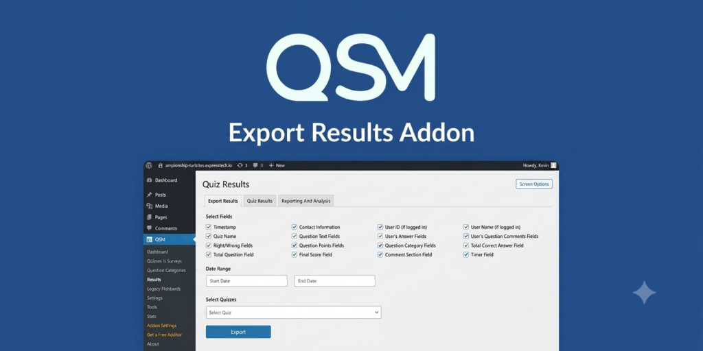 QSM Export Results Addon – WordPress Quiz & Survey CSV/PDF Reporting Tool