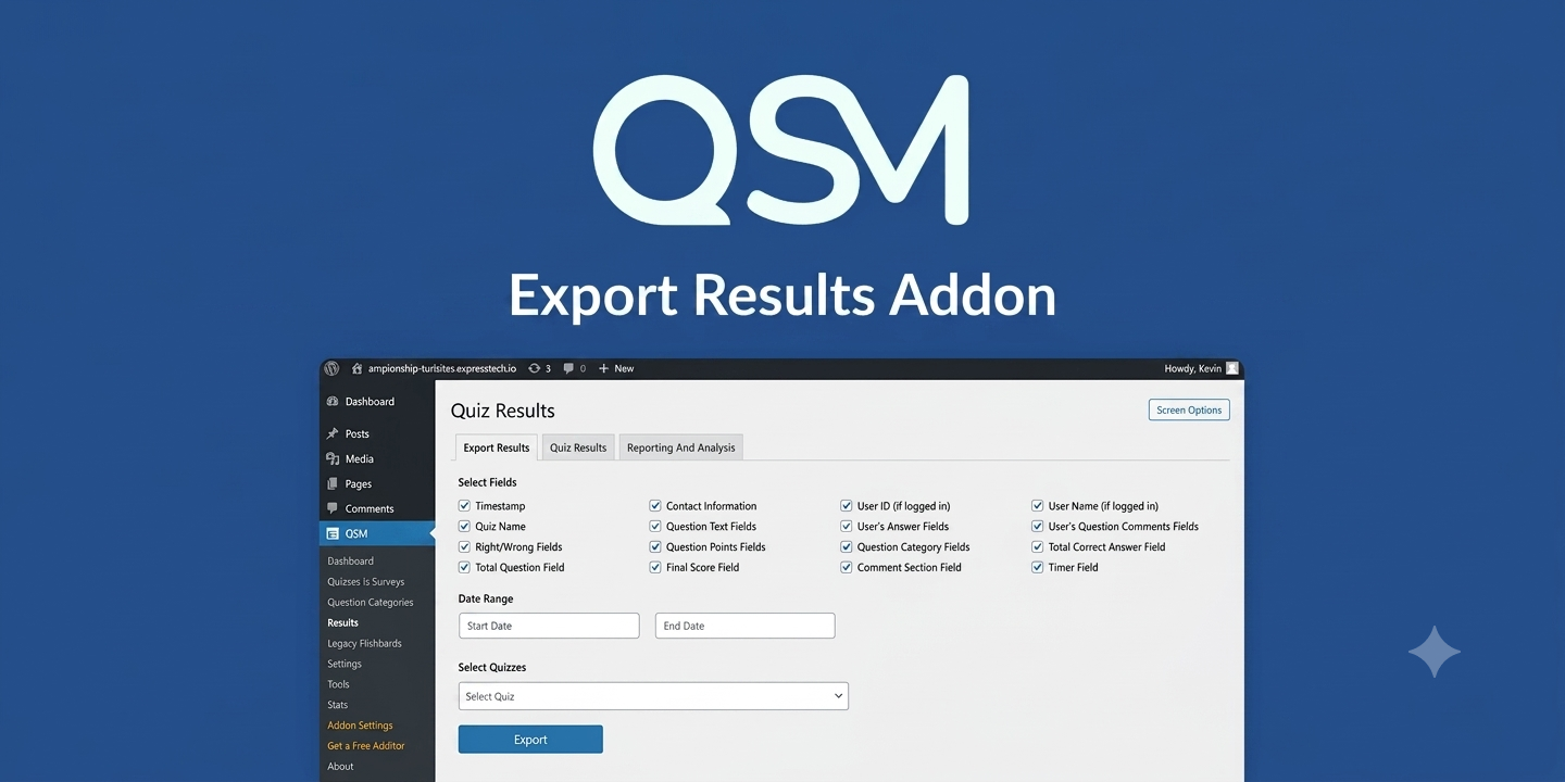 QSM Export Results Addon – WordPress Quiz & Survey CSV/PDF Reporting Tool