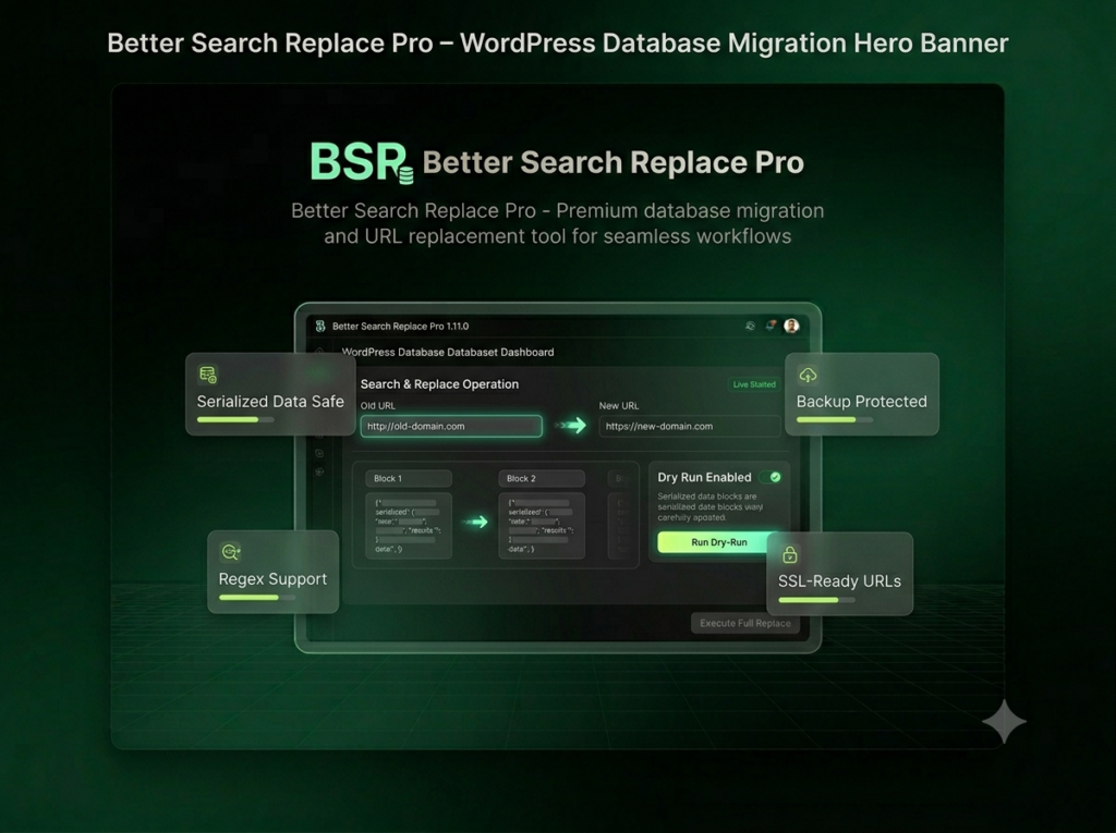 Better Search Replace Pro – Safe WordPress Database Migration & URL Replacement Plugin