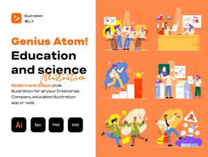 Genius Atom! Education and Science illustration