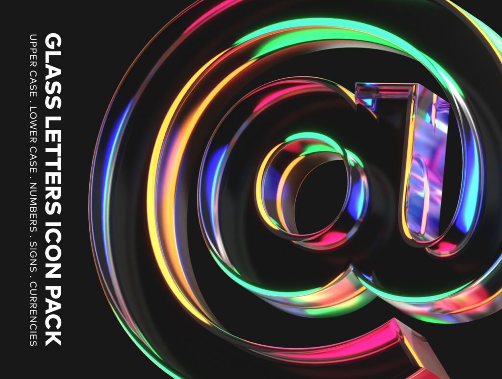 Glass Letters 3D Icon Pack
